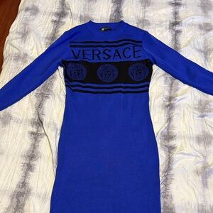 Versace Royal Blue Long Sleeve Dress